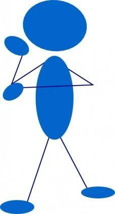 Thinking Blue Stick Man clip art