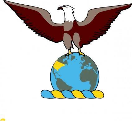 Eagle Over Globe clip art