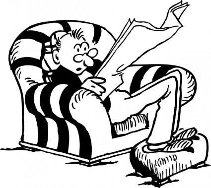 Slouching Man Reading Paper clip art