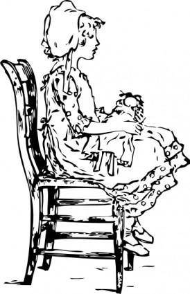 Girl Sitting On A Chair clip art