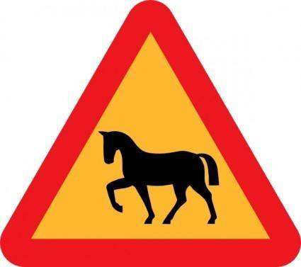 Warning Horses Road Sign clip art