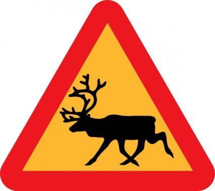 Warning Reindeer Roadsign clip art