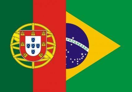 Flags Of Brazil And Portugal clip art