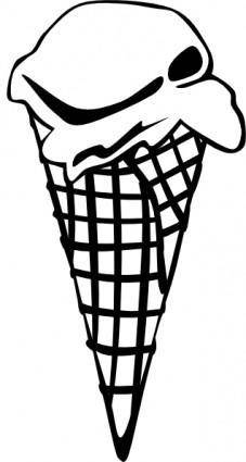 Ice Cream Cone (1 Scoop) (b And W) clip art