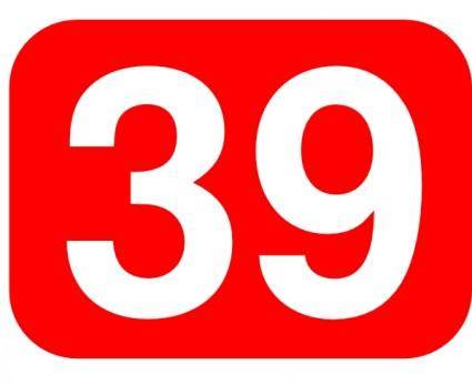 Red Rounded Rectangle With Number 39 clip art