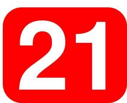 Red Rounded Rectangle With Number 21 clip art