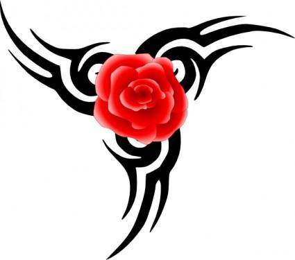 Tribal Tattoo With Rose clip art