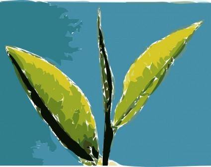 Paint Leaves Blue Background clip art