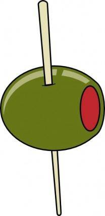 Green Olive On A Toothpick clip art