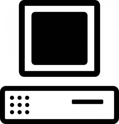 B W Cartoon Computer Base Monitor clip art