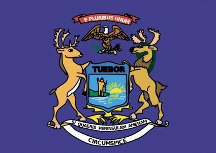 Michigan State Flag And Coat Of Arms clip art
