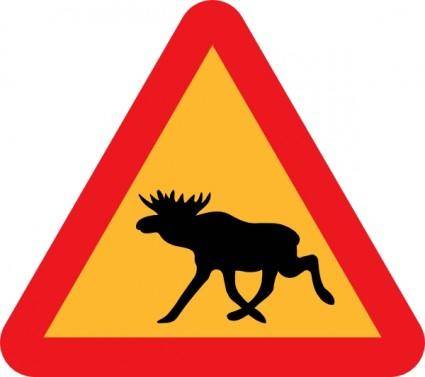 Warning Moose Roadsign clip art