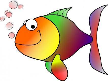 Bubbling Cartoon Fish clip art