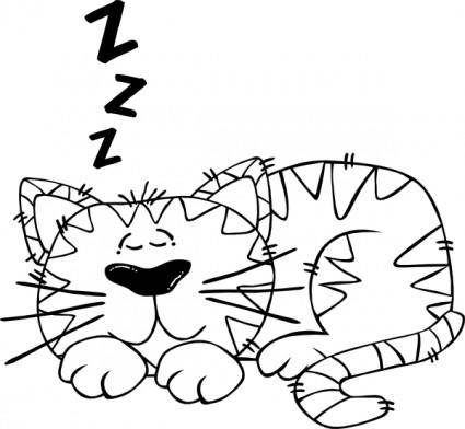 Cartoon Cat Sleeping Outline clip art