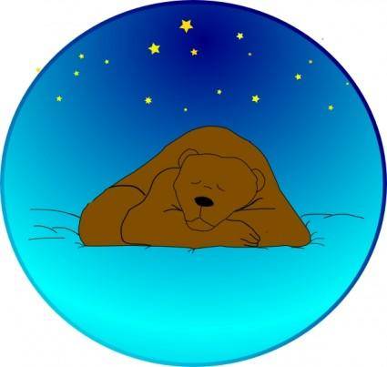 Sleeping Bear Under Stars | Circle clip art
