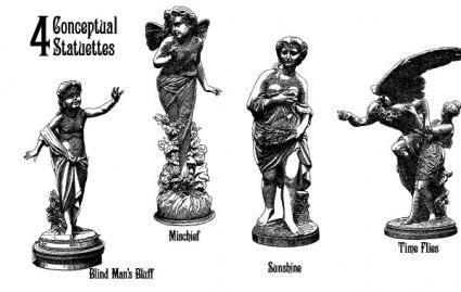 4 Statuette Vectors Portraying 4 Concepts