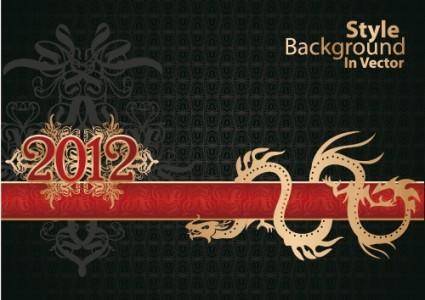 Dragon calendar year background 01 vector