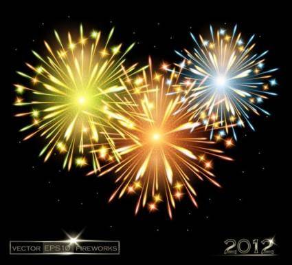 2012 bright fireworks background 02 vector