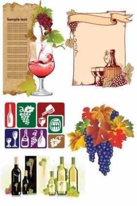 Wine and grapes vector