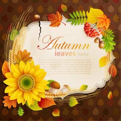 Beautiful autumn leaves frame background 06 vector