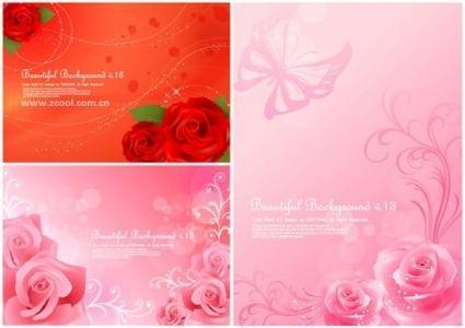 3 beautiful roses background vector
