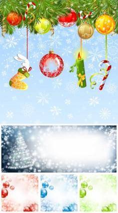 Christmas ornaments and background vector