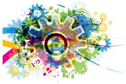 Colorful gears background 04 vector