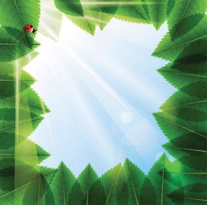 Cartoon green leaf background vector