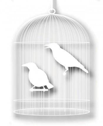 Bird cage with papercuts vector