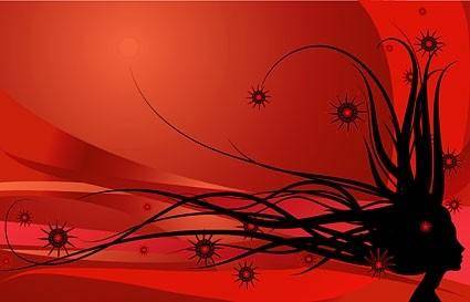 Cool background vector with dynamic female hair