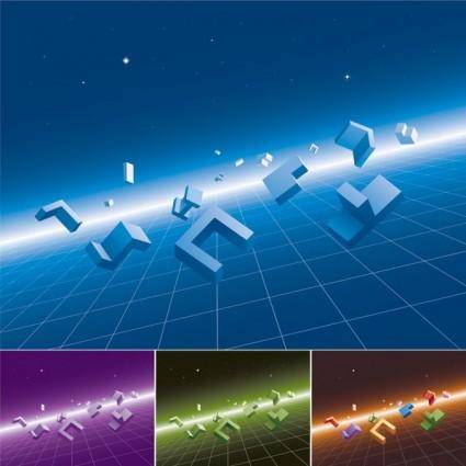 Threedimensional sense of space modules and vector background