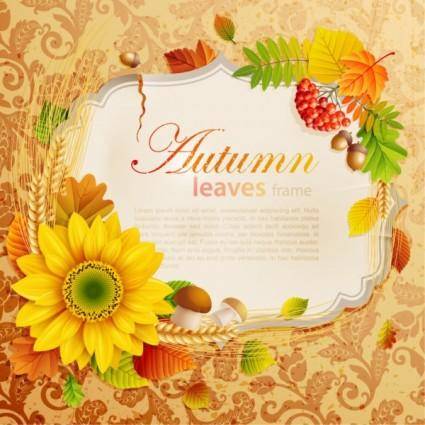Beautiful autumn leaves frame background 04 vector