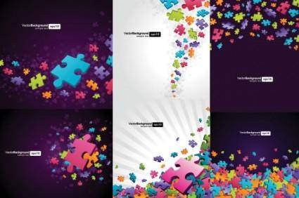 Colorful puzzle pieces theme vector background