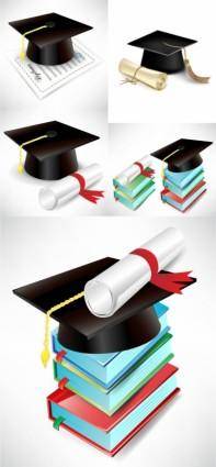 Graduation cap and diploma vector