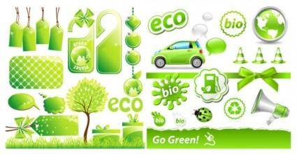 Lowcarbon green theme icon vector