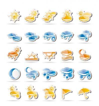 Lovely weather icon stickers vector