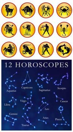 12 constellations icon vector