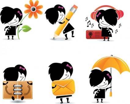Cute cartoon character icons vector