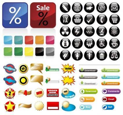 Some useful button icon vector