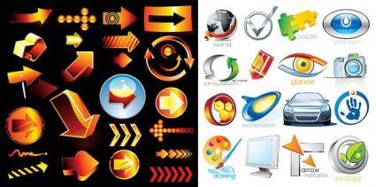 2 sets of 3d style icon vector