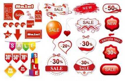 3 sets of discount sales decorative icon vector