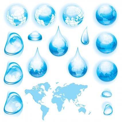 Variety of water droplets water droplets earth vector