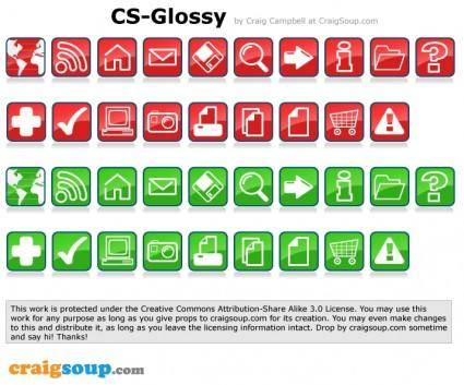 Red and green craigSoup Glossy Icons
