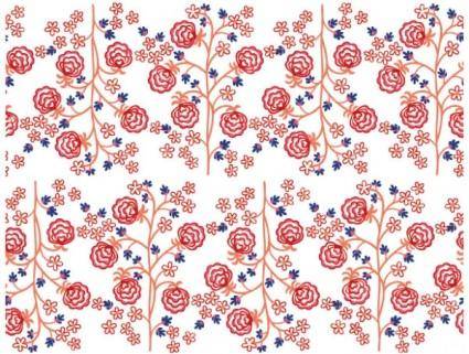 Lines of small trees and flowers handpainted background vector