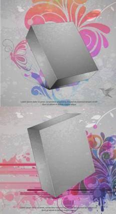 Threedimensional box flower background 3 vector