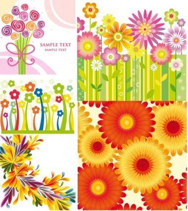 Colorful flowers vector background