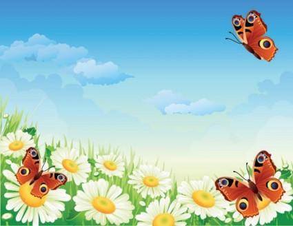 Butterfly flowers vector