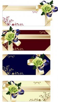 Flower ribbon gift card vector