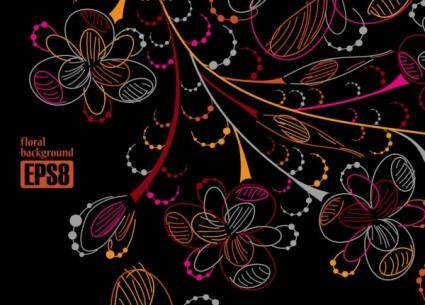 Colorful flowers line draft 05 vector