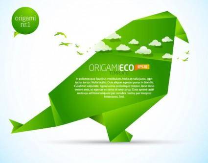 Green origami animals 02 vector